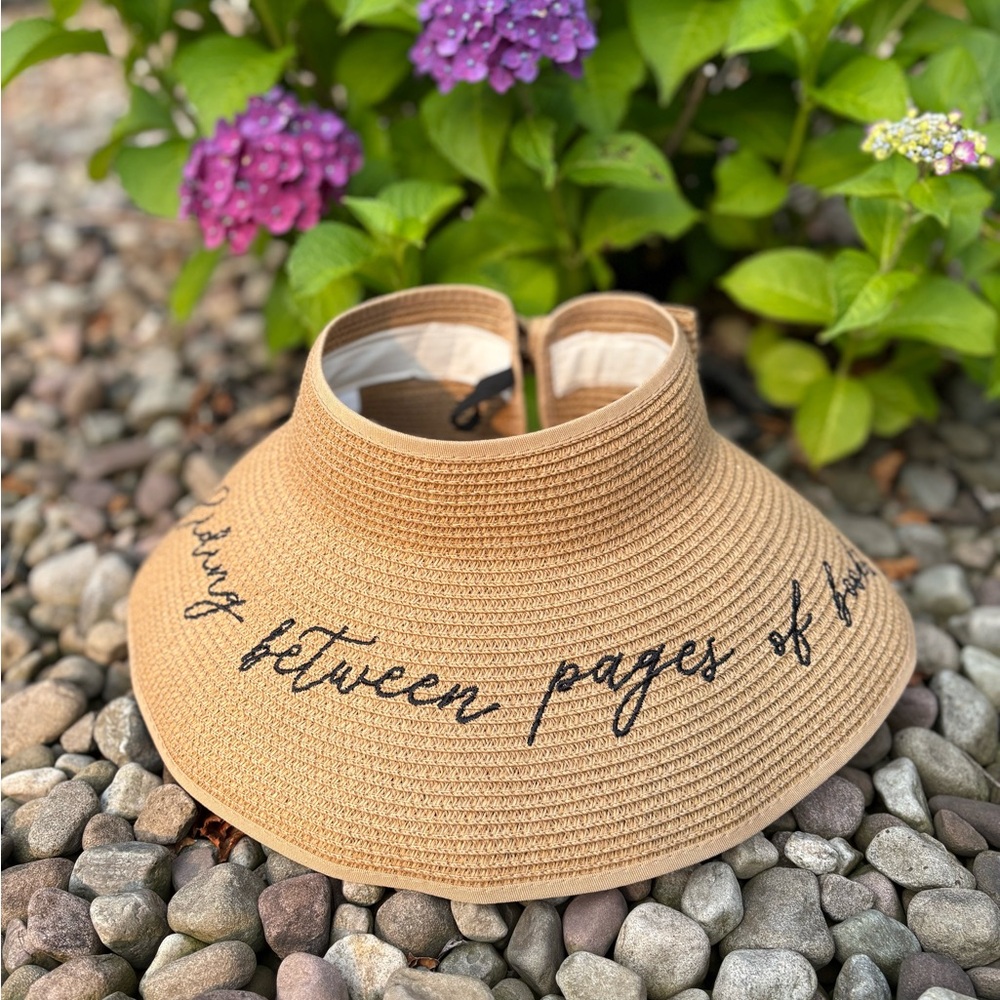 Elegant Tan Visor Hat with Script Detail. OS. Adjustable